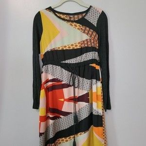 Uncle Frank Abstract Print Casual Long Sleeved Midi Dress XS